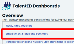ESP Dashboard Selection