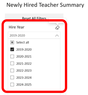 NHT Selection Panel Filter Option List