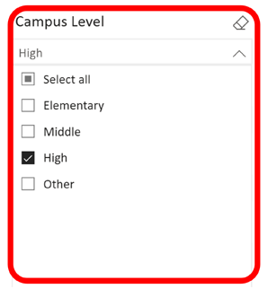 Filter Selection Panel Options