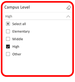 Filter Selection Panel Options