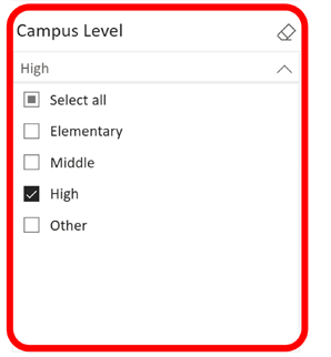 Filter Selection Panel Options