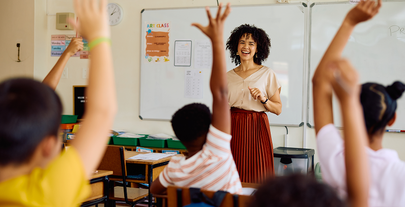 Teacher Selecting Raised Hands